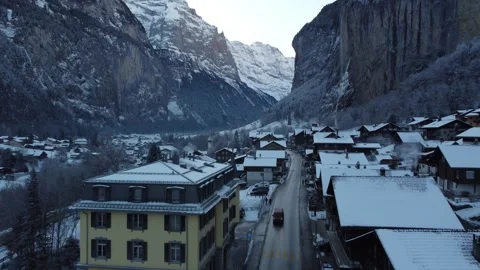 4K Drone Flight: Journey Through Lauterbrunnen Valley, Switzerland Stock Footage 246608994