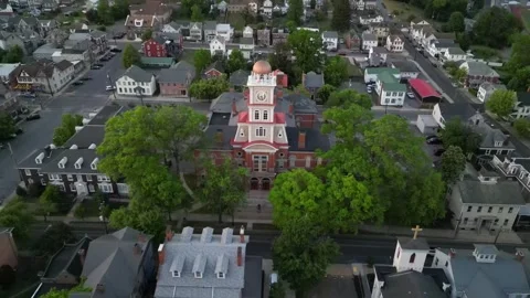 A 4K drone flight over historic Huntingdon, Pennsylvania. Stock Footage 242557581