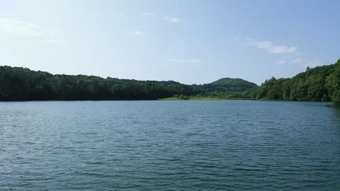 4K Drone Flight Over Lake in Windsor, Vermont USA Stock Footage 113523136
