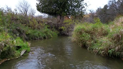 4K Drone Flight Over The River Stock Footage 258969427