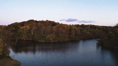 4K Drone Flight Over Scenic Overlook in Iowa During Fall/Autumn Stock Footage 118564239