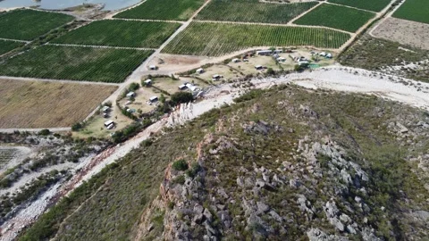 4K Drone Flight Over Stille Waters Campsite and Vineyards in Rawsonville  Stock Footage 337397025