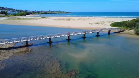 4K Drone Flight River to Ocean Reveal Stock Footage 331632477