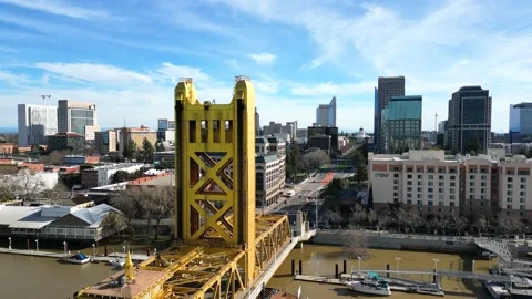 4k Drone flight by tower bridge going down Capitol Mall towards capitol building Stock Footage 230314988