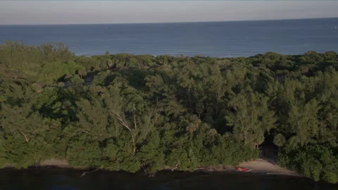 4k Drone Florida pullback from ocean to Intercoastal Waterway Stock Footage 249283860