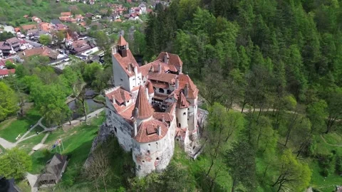4k drone fly-around of the Bran Castle in Romania. Stock Footage 278190315