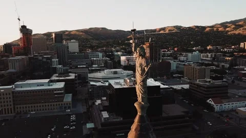 4k Drone Fly Around top of Salt Lake City-County Building Stock Footage 250690749
