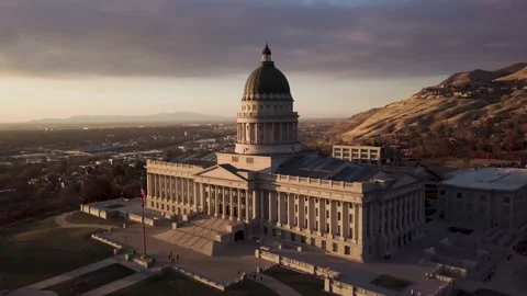 4k Drone Fly Around of Utah State Capitol at Sunset Stock Footage 233760060