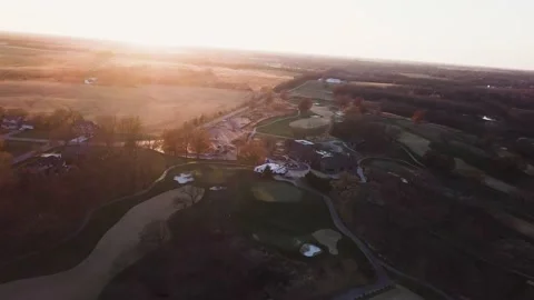 4k Drone Fly Away from Golf Course Clubhouse Stock Footage 236524596