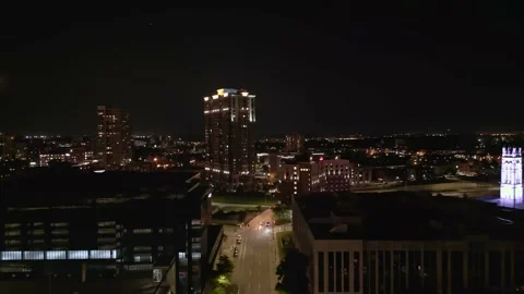 4K Drone Fly Past Building in Minneapolis, MN Near Convention Center Stock Footage 220468407