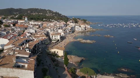 4k drone flying in Costa Brava, Catalonia, Spain. Mediterranean sea in summer. Stock Footage 156736355