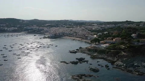 4k drone flying in Costa Brava, Catalonia, Spain. Mediterranean sea in summer. Stock Footage 156737585