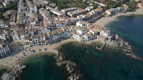 4k drone flying in Costa Brava, Catalonia, Spain. Mediterranean sea in summer. Stock Footage 156738517