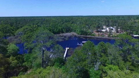 4K Drone Flying Low Over Trees and Out Over River Vidéo 109230802