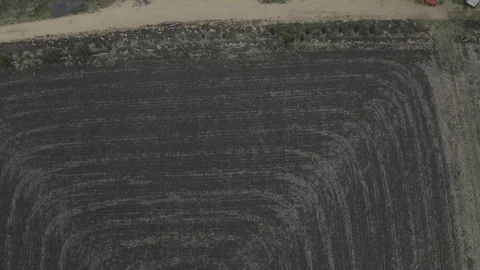 4K Drone Flying Over Black Field Stock Footage 121957730