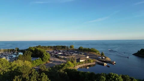4K Drone Flying Over the Harbour. Lake Ontario, Greater Toronto Area. Stock Footage 248323607