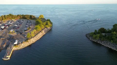 4K Drone Flying Over the Harbour. Lake Ontario, Greater Toronto Area Stock Footage 265313325