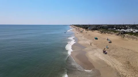 4k drone flying over OBX beach Stock Footage 170855550