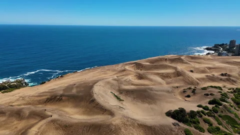 4K Drone Flying over the Sand Dunes by the Sea Vídeos de archivo 318639086