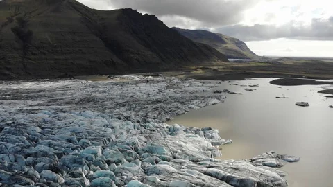 4k drone flying over Skaftafell glacier in Vatnajokull National Park, Iceland Stock Footage 128533686