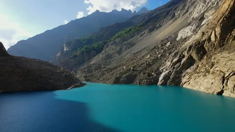 4K Drone Flying Through Gorge Over Attabad Lake, Pakistan Stock Footage 304424512