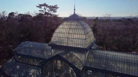 4K Drone Flyover: Palacio de Cristal and Surroundings Stock Footage 296326137