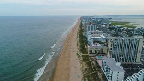 4K Drone Footage Beach Ocean City Stock Footage