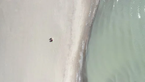 4k drone footage of the beach waves Stock Footage 218273448