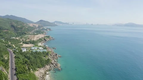 4k Drone Footage - Beautiful Mountains and Beaches near Quy Nhon Vietnam. Stock Footage 342000863