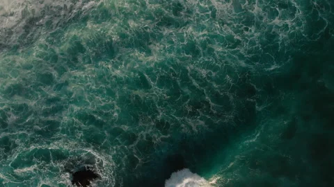 4K Drone footage of Breaking Waves on Rocky Coastline. Stock Footage