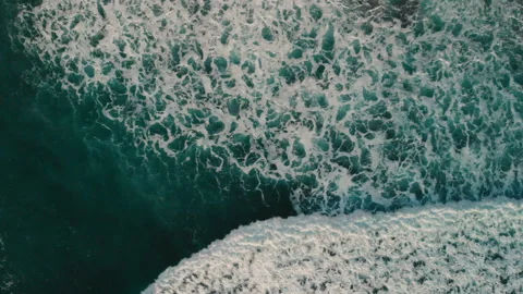 4K Drone footage of Breaking Waves on Rocky Coastline. Stock Footage 94683778