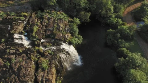 4k Drone footage of cascading waterfall in South Africa. Stock Footage 199620492