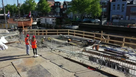 4K drone footage construction inspection medium close Stock Footage 171127143