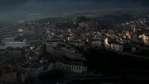 4K drone footage of Espluga de Francoli town in Catalonia Видео 344539735