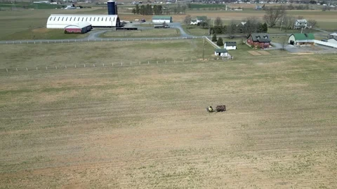 4K drone footage from a flight through Pennsylvanai Amish Country Stock Footage 236592585