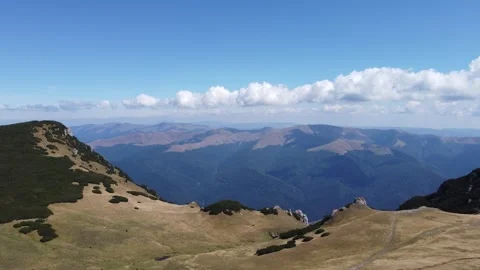 4K drone footage flying above Sinaia Cota 2000 with mountain views Stock Footage 312201750