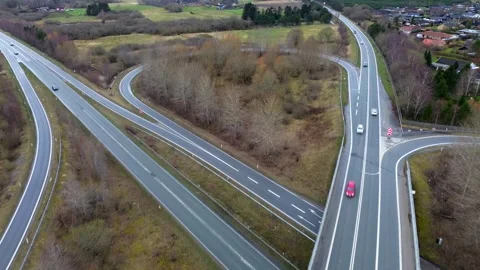 4k drone footage of a highway intersection in Denmark Video stock 273182694