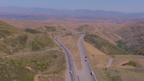 4K Drone Footage of Interstate 5 Northern Tejon Pass, California Stock Footage 316794964