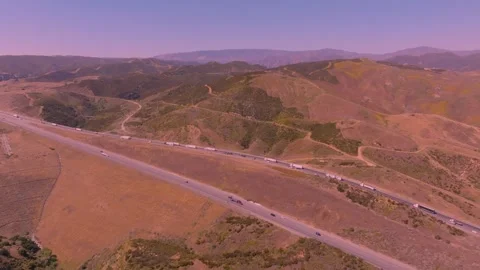 4K Drone Footage of Interstate 5 at Altamont Pass, California Stock Footage 316794971