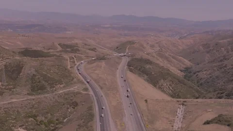 4K Drone Footage of Interstate 5 near Altamont Pass, California Stock Footage 316795208