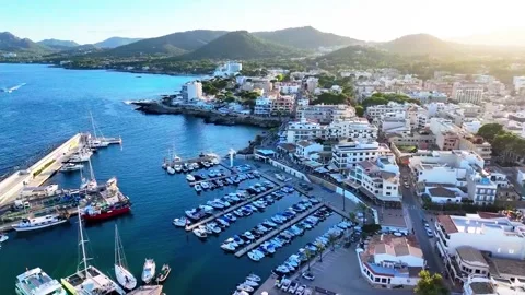 4K Drone Footage Mallorca – Aerial View of Cala Ratjada Harbor and Coastline Video stock 304661653
