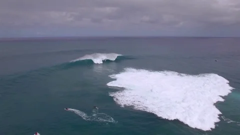 4k Drone footage Maui, Hawaii Big Wave Surfing Jaws Stock Footage