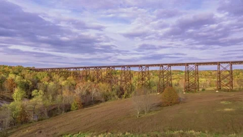 4K Drone footage of Moodna Viaduct, Salisbury Mills, NY Stock Footage 304247341