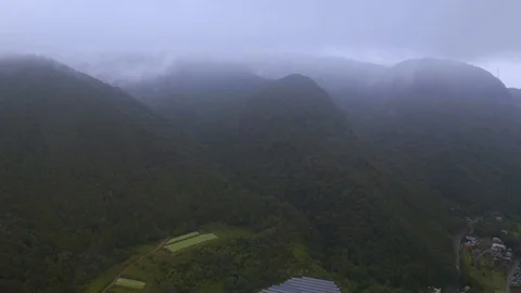 4k drone footage - Mountains, fields, and villages of Gunma Prefecture.  Japan Stock Footage 96044322
