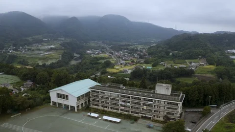 4k drone footage - Mountains, fields, and villages of Gunma Prefecture.  Japan Stock Footage 96045514
