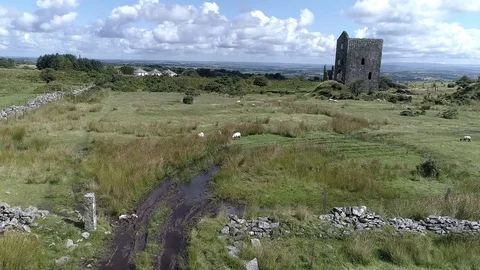 4K Drone Footage:  Old Tin Mine, Dartmoor  Devon, UK Stock Footage 79501030