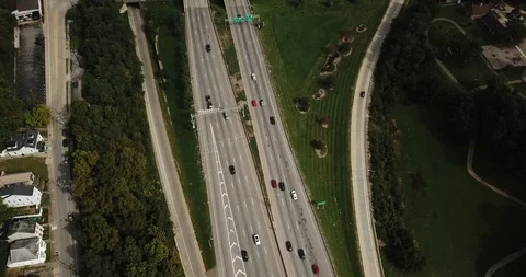 4k Drone footage over Cincinnati traffic Stock Footage