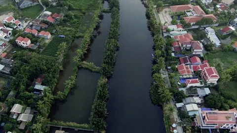 4k Drone footage over riven in Hoi An, vietnam Stock Footage
