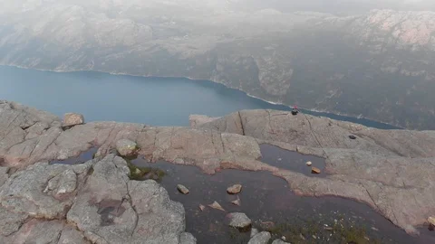 4k drone footage Pulpit Rock aka Preikestolen Norway Stock Footage