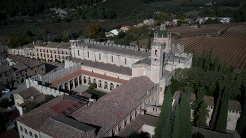 4K drone footage of Royal Monastery of Santes Creus Video stock 328216641